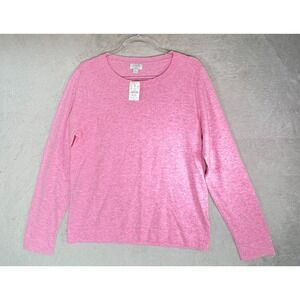 J Crew Teddie Merino Wool Blend Women's Large Pink Knit Sweater Long Sleeve